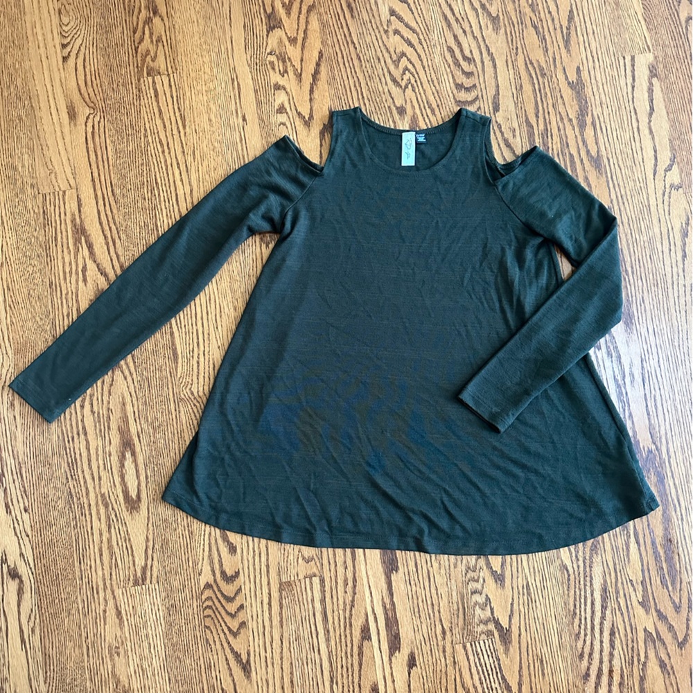 Cold Shoulder Hunter Green Sweater